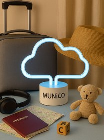 Resim Munico Bulut Formlu Neon Masa Işığı – USB ve Pilli, Loş Işık Tonlu, Güvenli ve Eğlenceli Kullanım 