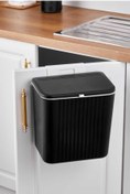 Resim Bayev Siyah Fonksiyonel Kapaklı Banyo Ve Mutfak Tezgahüstü Çöp Kovası 