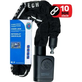 Resim CARETECH CT-774 Zincir Kilidi Alarmlı Motosiklet/Bisiklet 10mm Çelik Kılıflı 1mt ART 4 Yıldız Sertifikası 