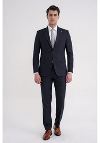 Resim Efor Slim Fit Çift Yırtmaç Sivri Yaka Esnek Lacivert Klasik Takım Elbise Tk 939 Lacivert 