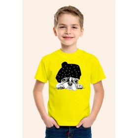 Resim Karya ButikŞapkalı Köpek Baskılı Sarı Çocuk Tshirt 2 