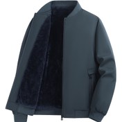 Resim Erkekler için Rahat Polar Astarlı Ceket - Hafif, Fermuarlı, Cepli Bomber, Polyester, Beyzbol Yaka, Sonbahar & Kış için Mükemmel 