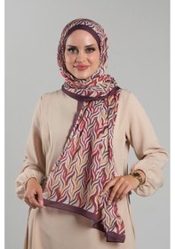 Resim Giverny Mürdüm Desenli Şal Kesik Elyaf Dijital Baskılı Pamuksu Çizgili 202115 07 Mürdüm 