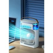 Resim Enshall Yeni Işıklı 600ML 5 Spreyli Vantilatör Buzlu Buharlı Mini Klima Mini Fan 