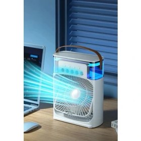 Resim Enshall Yeni Işıklı 600ML 5 Spreyli Vantilatör Buzlu Buharlı Mini Klima Mini Fan 