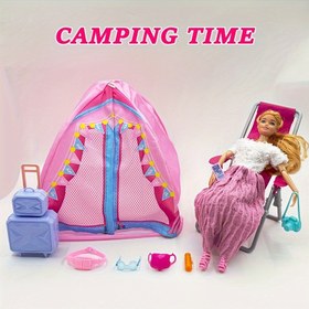 Resim 2/7/9 adet Bebek Seyahat Seti | 2/7/9 adet Bebek Aksesuarları Açık Hava Seyahat Seti | Oyun Evi Çadırı Plaj Sandalyesi Oyuncak | Doğum Günü/Noel Hediyesi 