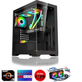 Resim Zeiron Jaguar RX10 Ryzen 5 5600X 16GB Ram 1 Tb M.2 Nvme SSD 8gb 256BIT RX580 Sıvı Soğutmalı Oyuncu Masaüstü Bilgisayar 