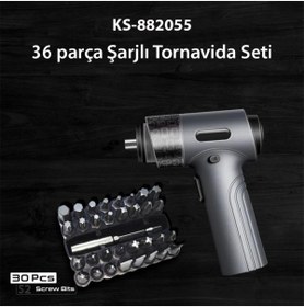 Resim Kingsdun Sarjli Tornavida Seti 36 Parçali Manyetik Uç 5v 2500mah 