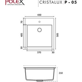 Resim Polex Cristalüx Granit Evye P-05 Pembe Tezgah Altı Ve Tezgah Üstü Kare Mutfak Evyesi 41x51 CM 