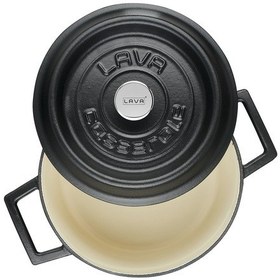 Resim Lava Döküm Yuvarlak Tencere Çap 20 CM. İç Krem 