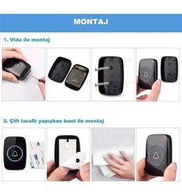 Resim AyrStore Alfalink Kablosuz Kapı Zili Ledli Uzaktan Kumandalı Işıklı Kapı Zili Yüksek Sesli 300MT Uzun 