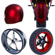 Resim Moto Rider 4'lü Sticker Seti Jet Siyah İç Dış Jant Şeridi Kask ve Çamurluk Çınar Extreme 