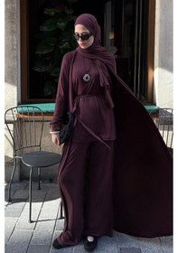 Resim Carell Micro Modal Abaya Mürdüm Çok Renkli 