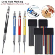 Resim 8 Parça Yeni Yaratıcı Derin Delikli Marangoz Kalemi Seti, 2.0mm 2B Siyah/Renkli Kurşun, Ahşap İşçiliği ve Mühendislik Çizimleri İçin Okul Malzemeleri (4 Kalem + 4 Kutu Kurşun) 