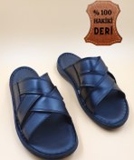 Resim nazenintasarımlar Erkek Hakiki Deri Siyah Terlik 