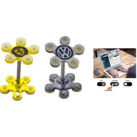 Resim Genel Markalar 2 Adet Çift Taraflı Vantuz Papatya Telefon Tutucu,Kriko Notebook Telefon Kamera Kapatıcı Set1 Mıknat 
