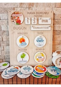 Resim Çocuklar İçin Hava Durumu Takvimi Eğitici Geliştirici Montessori Set 
