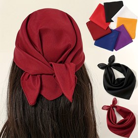 Resim Düz Renk Minimalist 55 Küçük Kare Şal, Boyun Kırışıklıklarını Kaplamak İçin Rahat Başörtüsü, Boyun Sarmağı, Dekoratif Kare Bez. 