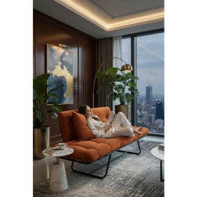 Resim AVYNA Katlanır Yataklı Ikili Kanepe | Mekanizmalı Çekyat Koltuk | Açılır Kollu Modern Tasarım | Kompakt & Fonksiyonel - Turuncu 