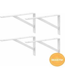 Resim Beasym Ağır Yük Raf Altı Ayak Raf Tutucu Destekli L Demir 33 x 50 cm Siyah Montaj Aparatı Beyaz (4 Adet) 