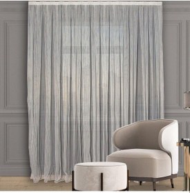 Resim Kırık Beyaz Düz Tül Perde Zincir Çizgili Seyrek Pile 1'e 2 Pile-kırık Beyaz Kırık Beyaz 