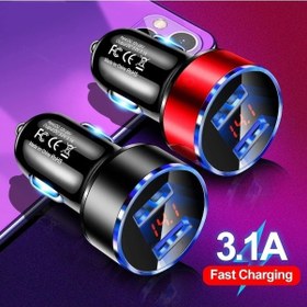 Resim Prestigegoods 3.1a Led Ekran Çift Usb Araç Şarj Cihazı Huawei Xiaomi Samsung İphone Uyumlu 11 Pro Max Alüminyum 