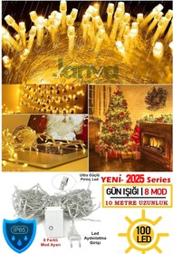Resim Janva 10 Metre 100 Ledli Dekor Lambası Günışığı Fişli Prize Tak Çalıştır Çok Fonksiyonlu Yılbaşı Peri Çam 