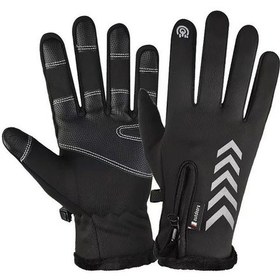 Resim Hengsheng Soğuk Rüzgar Su Geçirmez Dokunmatik Bisiklet Scooter Motosiklet Eldiveni 