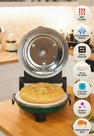 Resim Dr.Maya Çok Amaçlı Taş Fırın | Pizza, Lahmacun, Ekmek ve Tandır Yapma Makinesi – 31 cm Doğal Taş Yeşil 