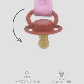 Resim İsme Özel Emzik Tutuculu Önlük %100 Pamuklu Pastel Pembe - Standart 22x16 Cm 