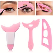 Resim 3 Parça Göz Makyaj Yardımcısı Seti, 3'ü-1 Arada Maskara Uygulayıcı, Eyeliner ve Far Damgası Şablonu, Far Yardımcısı, Eyeliner Destekleyici, Kaş Fırçası, Kirpik Koruyucu, Maskara Koruma Aracı, Başlangıç için Çok Fonksiyonlu Eyeliner & Far Araçları, Hızlı Makyaj Uygulaması İçin Güzellik Aksesuarları 
