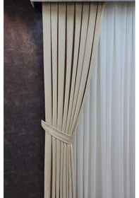 Resim Mosso Fon Perde Düz Renk Bej 