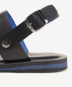 Resim Yargıcı Renkli Astarlı Deri Sandalet Siyah 