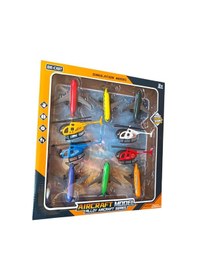 Resim Metal Oyuncak Helikopter Ve Uçak Seti - 10 Parça Çek-bırak Özellikli 