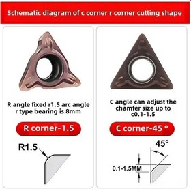 Resim Konesam Tungsten Çelik R1.5 Açı Pnömatik Köşe Kesici Bıçağı - Paslanmaz Çelik Rulmanlı, 45 Kesim Uygulamaları İçin 5 Adet 4 8 3mm Rulman 
