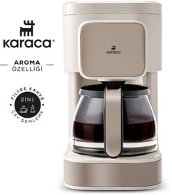 Resim Karaca Filtre Kahve Makinesi Çay Makinesi 2'si 1 Arada CoffeeJust Aroma Karaca Çay Kahve Makinesi Latte 
