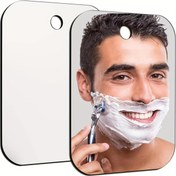 Resim 1 adet Kalınlaştırılmış Akrilik Tıraş Aynası, Kırılmaz Duş Aynası, Erkek ve Kadınlar için Banyo El Aynası, Taşınabilir Kamp Seyahat Aynası, Çerçevesiz El Makyajı, Santimetre Duvara Monte Ev Aynası, Kanca ile, Gümüş Rengi 