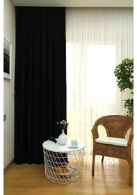 Resim Evdepo Home Siyah Düz Renk Soft Fon Perde Tek Kanat Siyah 