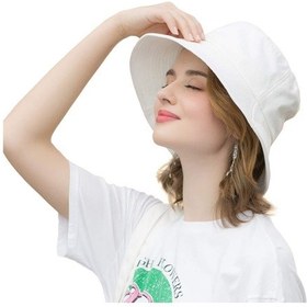 Resim Folinda Bayanlar İçin Çok Fonksiyonel Güneş Şapkağı - Geniş Kenar, Uv Filtresi, Rüzgar Kordunu, Katlanabilir, Beyaz 56-58cm Beyaz 