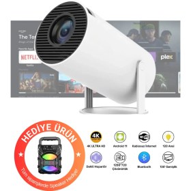 Resim Taşınabilir Android Projeksiyon Cihazı Pro 4K Hd Görüntü Wifi Bluetooth Desteği Speaker Hediyeli 
