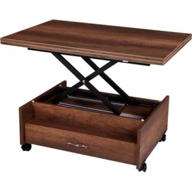 Resim Evistro Akıllı Sihirli Kademeli Laptop Sehpa Yemek Masası Sehpa 2 Çekmeceli Ceviz 