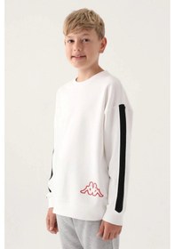 Resim Kappa Krem Bisiklet Yaka Kol Detay Erkek Çocuk Sweatshirt Siyah 