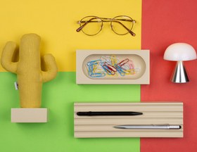 Resim Kayigo Woody Krem Üçlü Ofis Seti - Sarı Cactus 