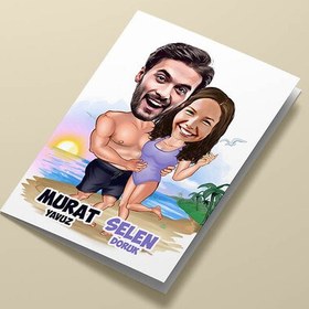Resim Egzotik Aşıklar Karikatürlü Tebrik Kartı 