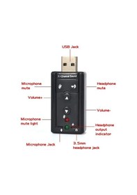 Resim 7.1 Usb Stereo Ses Adaptörü , Harici Ses Kartı, Pc Ve Dizüstü Bilgisayar İçin 3d Usb Ses Adaptörü, 