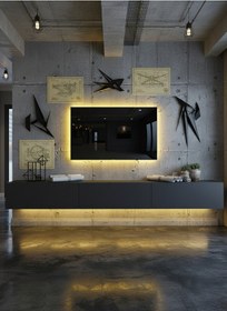 Resim Resital Ledli Duvara Monte Tv Sehpası - Antrasit - W6008-4 Antrasit 