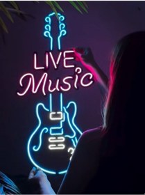 Resim Led Işıklı Müzik Gitar Duvar Tablo 