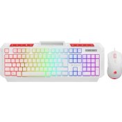 Resim Gamebooster Knight KM-11W Rainbow Aydınlatmalı Kablolu Oyuncu Klavye & Rgb Mouse Set - Beyaz 