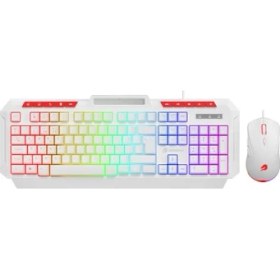 Resim Gamebooster Knight KM-11W Rainbow Aydınlatmalı Kablolu Oyuncu Klavye & Rgb Mouse Set - Beyaz 
