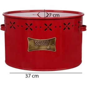 Resim Özbience Kırmızı Metal Bölmeli Patates ve Soğan Saklama Kabı 18 Lt 